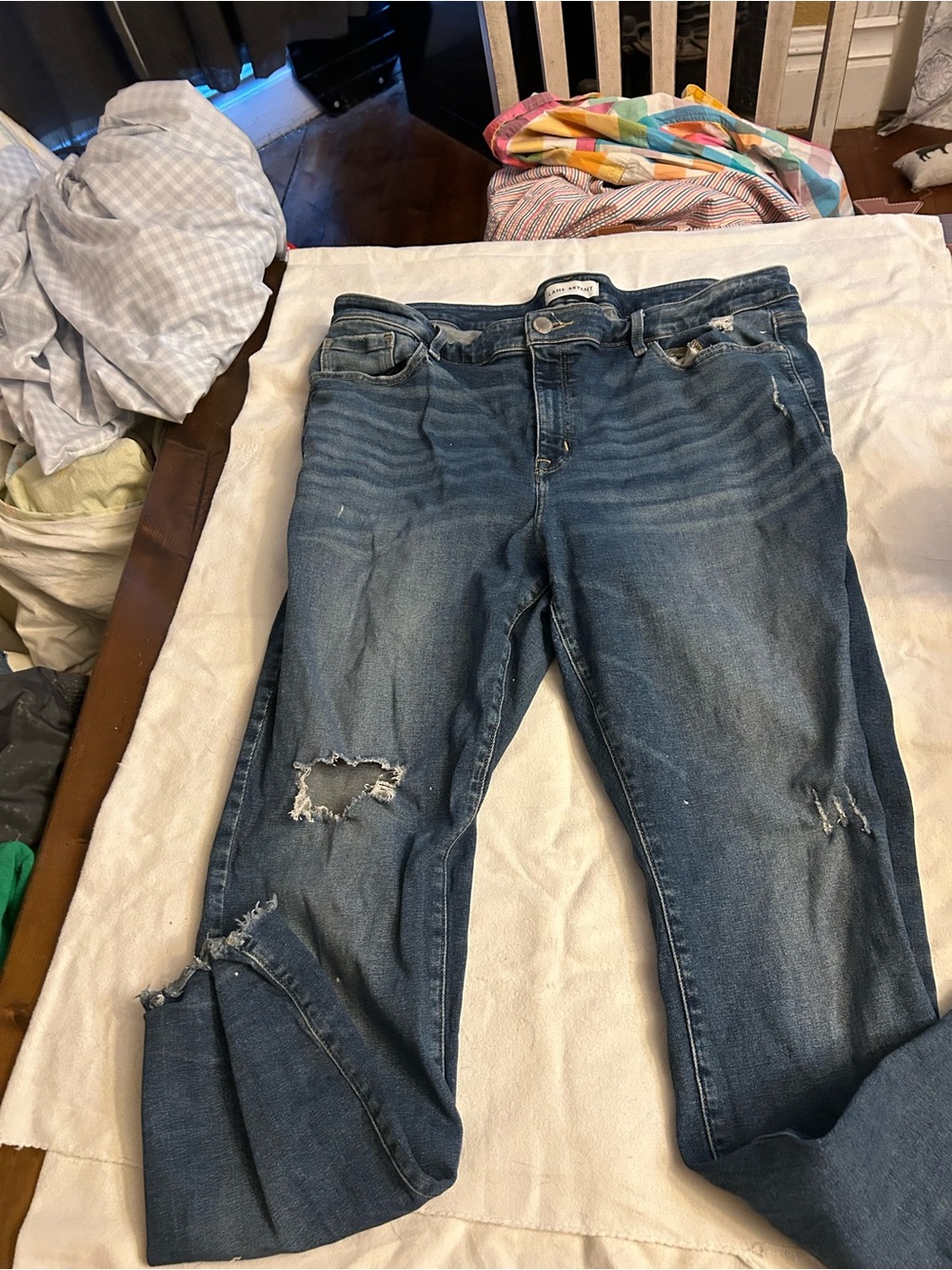 Lane Bryant Blue Distressed Jeans flex waistband high rise signature fit